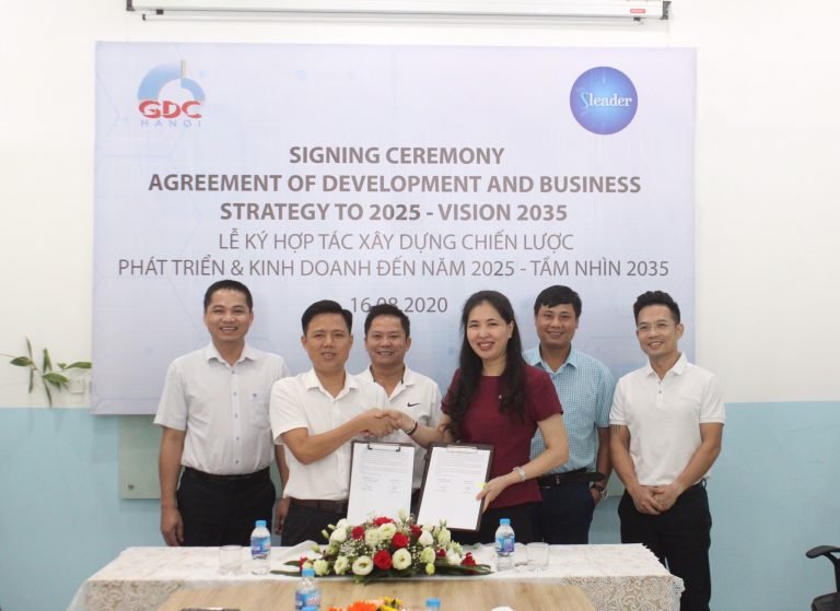 Buổi lễ ký kết xây dựng chiến lược giữa Công ty Cổ phần Đầu tư Xây dựng GDC Hà Nội (GDC Hà Nội) và Viện Lãnh đạo Chiến lược (Sleader).